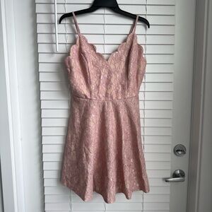 Miu Miu Blush Pink Lace Dress with Scallop Neckline